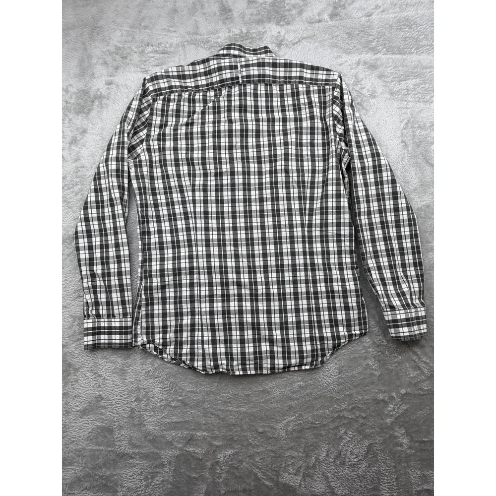 Banana Republic Soft Wash Tailored Slim Fit Shirt Men's Size M Plaid Black White